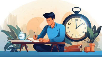 Fototapete - An image of a person prioritizing tasks and managing their time efficiently, symbolizing effective time management