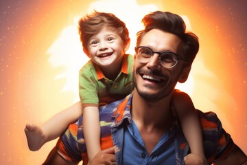 Wall Mural - Dad and son for happy father's day, Generative AI