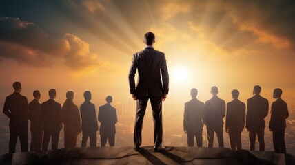 Fototapete - Visualize a person demonstrating inspirational leadership qualities and motivating their team for success