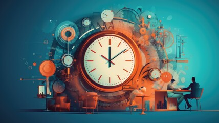 Fototapete - Visualize a person using project management software to track progress, manage resources, and meet project deadlines