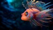 Lion fish in aquarium. Beautiful underwater world. 3d rendering