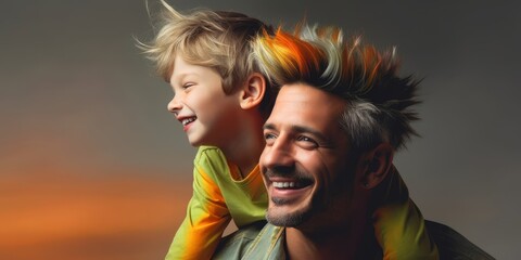 Wall Mural - Dad and son Generative AI