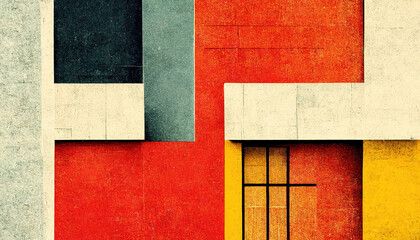 Wall Mural - Abstract Bauhaus style background. Trendy aesthetic Bauhaus architecture design. Digital art.