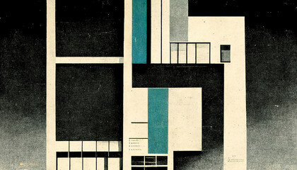 Wall Mural - abstract bauhaus style background. trendy aesthetic bauhaus architecture design. digital art.