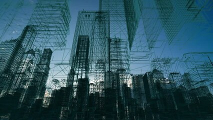 Poster - futuristic city skyline, artificial intelligence, internet of things,aerial view of the city of the 