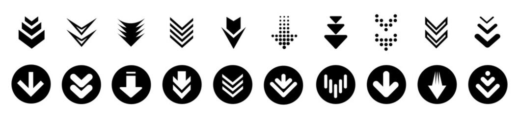 Aufkleber - Down arrow set icons, download mark, scroll sign – stock vector