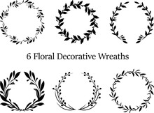 Leaves Line Art Pattern Border, for Garden Circle Wreaths Ornamental Outline