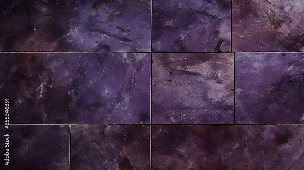 Pattern of Travertine Tiles in dark purple Colors. Top View