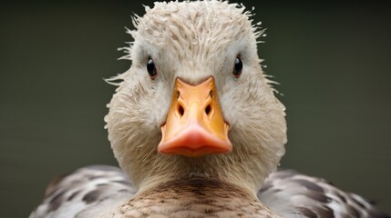 Sticker -  a close up of a duck with a blurry background.  generative ai