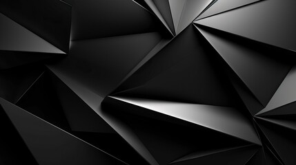 Canvas Print - A black abstract background with an intricate arrangement of triangular shapes created with Generative AI technology