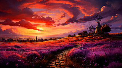 Wall Mural - beautiful sunset in the mountains