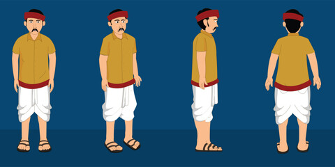 Indian village men cartoon character design for moral stories