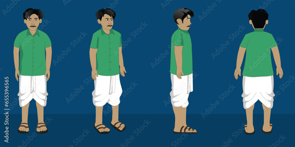 Indian village men cartoon character design for moral stories Stock ...