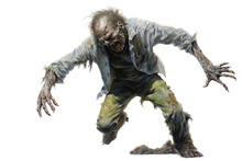 Scary Zombie Walking And Grasping On A Transparent Background