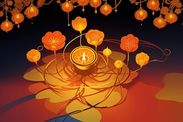 Diwali, the triumph of light and kindness abstract background illustration generative ai