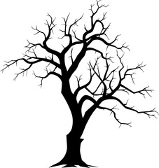 Dead tree illustration, drawing, engraving, ink, line art, vector