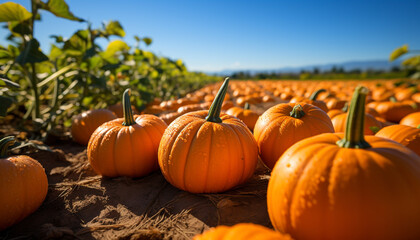 Poster - Autumn harvest  pumpkin, gourd, nature vibrant celebration of growth generated by AI