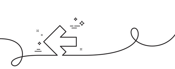 Poster - left arrow line icon. continuous one line with curl. direction arrowhead symbol. navigation pointer 