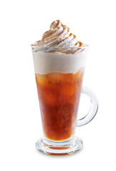 Wall Mural - Pumpkin spice cold Brew in a glass on a white isolated background