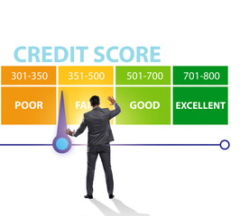 Wall Mural - Businessman in credit score concept