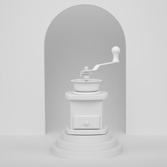 Poster - Abstract scene or podium with coffee grinder on monochrome background
