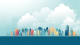 Fototapeta Miasto - Minimalist and sleek cityscape illustration with striking silhouettes
