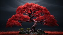 Japanese Red Maple Bonsai Tree Photography Image AI Generated Art