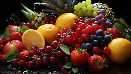 Freshness and nature in a vibrant collection of healthy, juicy fruits generated by AI