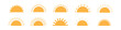 Half sun icon with decorative rays, sunrise and sunset.Flat vector illustration isolated on white background.