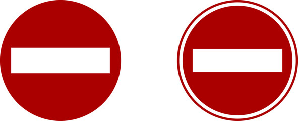 Poster - Red and White Round Stop Sign Do Not Enter or Closed Icon Set. Vector Image.