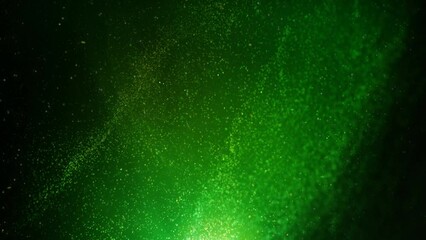 Wall Mural - emerald glow particle swirl party 4k loop features particles dancing and swirling around in a deep g