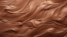 A Milk Chocolate Floating Liquid Waves. Wallpaper Background Texture. Viscous Thick And Creamy. Generative AI
