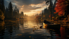 Autumn Forest Reflects Tranquil Beauty Of Nature In Serene Waters Generated By AI