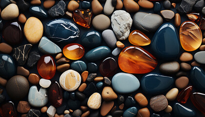 Poster - Stone collection  vibrant colors, shiny gemstones, nature beauty in abstract patterns generated by AI