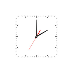 Wall Mural - clock vector. classic black and white square wall clock vector. clock face vector illustration