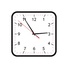 Wall Mural - clock vector. classic black and white square wall clock vector. clock face vector illustration