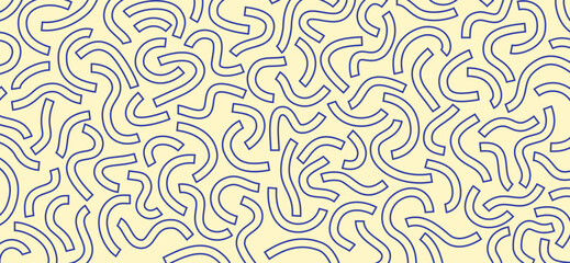 Poster - Monochrome doodle pattern. Funny monochrome pattern. Curved blue lines