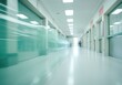 © peacehunter - Deep hospital corridor, detail of a white corridor in a hospital, architecture and health. Long corridor with medical bed in modern hospital. AI Generative.