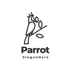 parrot modern line logo vector