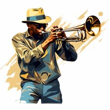 Clipart Of A Trumpet Player Performing Jazz Generative AI