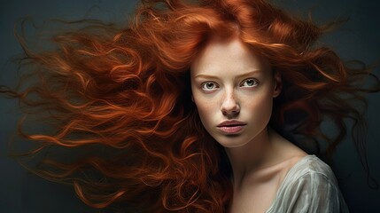 Poster - Redhair Woman with Messy Hair