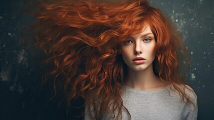 Poster - Redhair Woman with Messy Hair