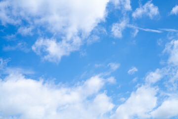 Wall Mural - blue sky and white cirrocumulus clouds texture background. blue sky on sunny day. summer sky. cloud 