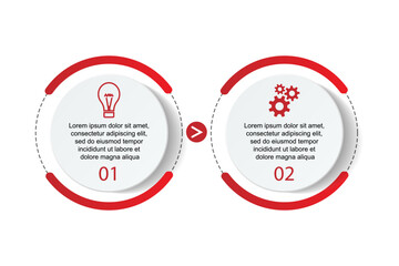 Aufkleber - Minimal Business Infographic Template. Timeline with 2 steps, options and marketing icons. Vector linear infographic with Two connected elements. Can be used for presentations in your business.
