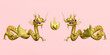 3d chinese new year 2024 capricorn with fire ball isolated on pink background. 3d render illustration
