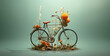 bicycle and flowers, ironic cycles. Generative Ai content