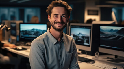 Leinwandbilder - Computer programmer working on new software program in office.