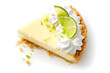 delicious slice of key lime pie isolated on white background