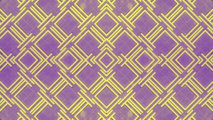 Poster - 3d rendering loop animation of yellow geometric symmetrical pattern 4K