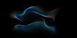 Flowing dot particles wave curve pattern blue and green gradient light isolated on black background. Vector in concept of AI technology, science, music.